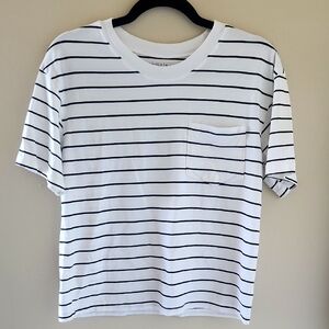 Time and Tru White and Black Striped Tee